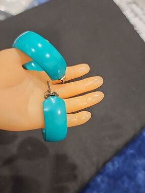 Turquoise color Hoop Earrings - Bright Blue Lightweight Hoops